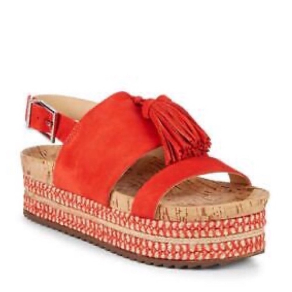 Schutz Monica Leather Suede Platform Slingback Espadrilles Shoe